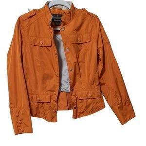 Barbour orange featherweight peplum waterproof breathable jacket size 4 US